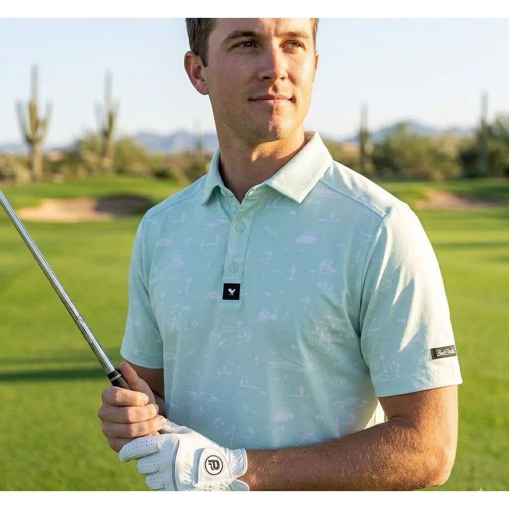 Bad Birdie Golf Core Short Sleeve Polo UPF 50 The Southwest Loop Mint Green Medi